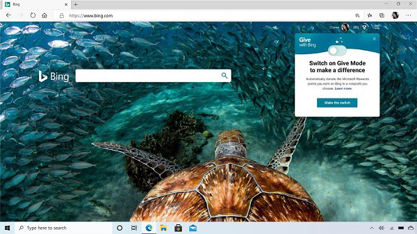 Microsoft Edge con Bing